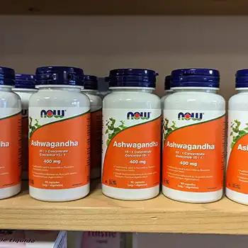 Photo of bottles of Ashwagandha on the shelf