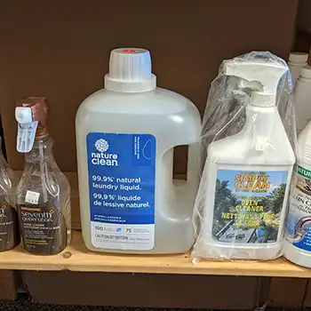 Photo of cleaning products on a shelf